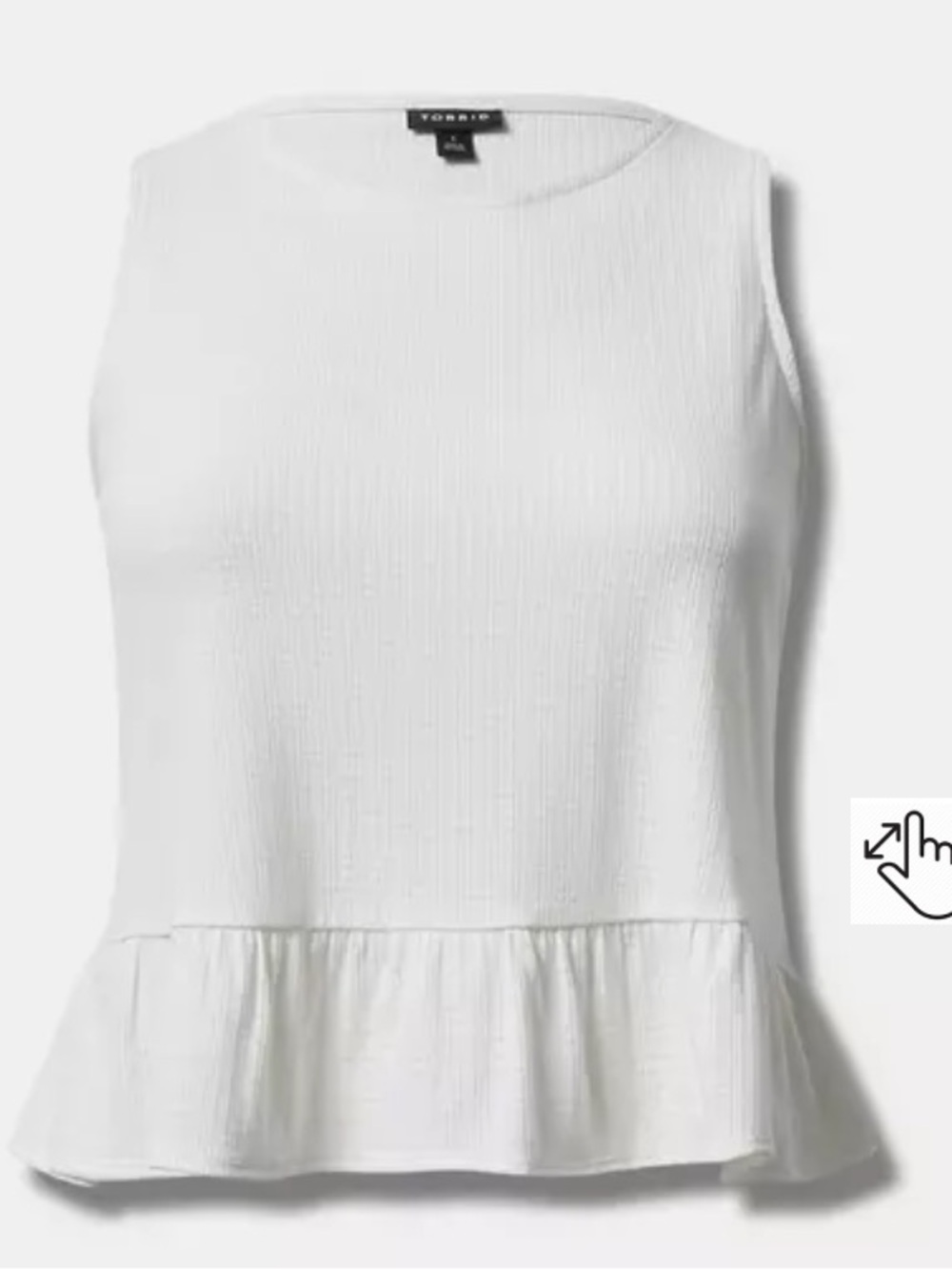 Torrid NWT textured knit White Peplum Sleeveless Knit  Tank Top - Picture 3 of 8